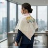 Khăn lụa vuông tơ tằm vẽ tay hoa sen