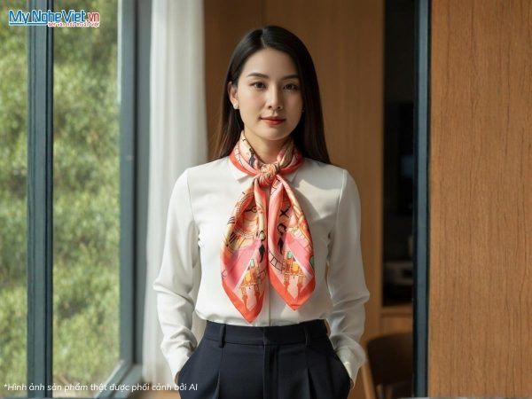 Khăn vuông lụa tơ tằm họa tiết nghệ thuật