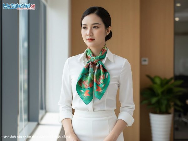 Khăn vuông lụa tơ tằm họa tiết nghệ thuật