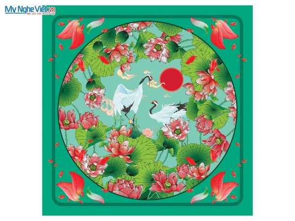 Khăn vuông lụa tơ tằm họa tiết nghệ thuật