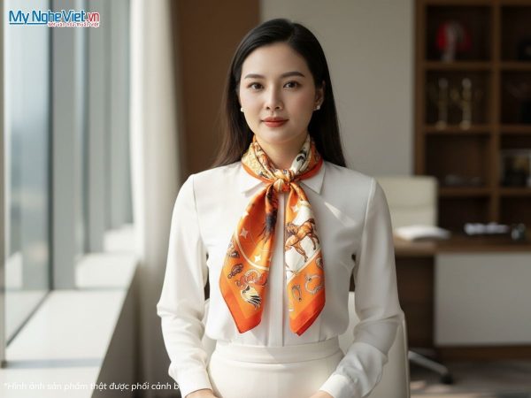 Khăn vuông lụa tơ tằm họa tiết nghệ thuật