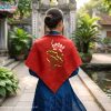 Khăn vuông lụa tơ tằm thêu hoa sen