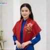 Khăn vuông lụa tơ tằm thêu hoa sen