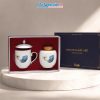 Set Quà Tặng Đối Tác/Khách Hàng - Hũ Trà Và Ly Sứ Gốm Hoa Sen