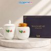 Hũ Trà Và Ly Sứ Gốm Hoa Sen