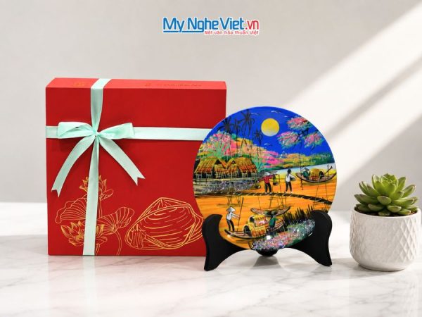 Tranh Đĩa Sơn Mài Đồng Quê