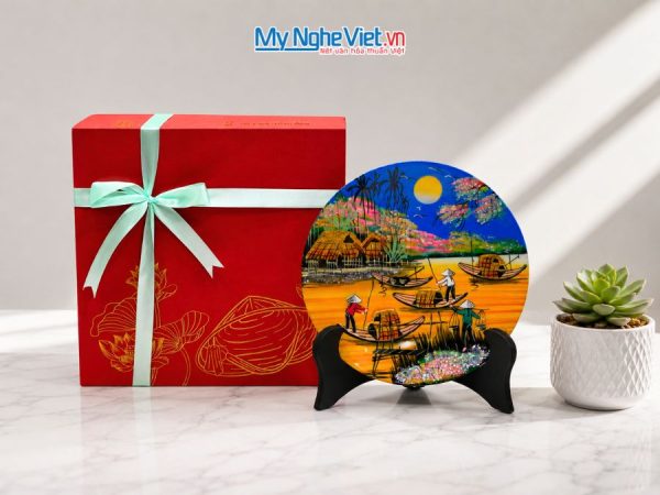 Tranh Đĩa Sơn Mài Đồng Quê