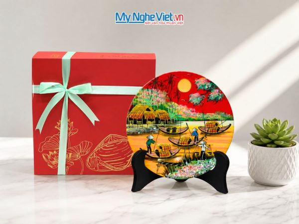 Tranh Đĩa Sơn Mài Đồng Quê