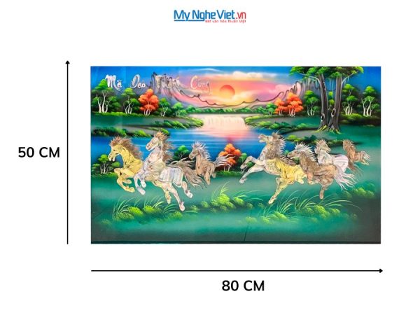 Tranh Mã Đáo Thành Công Cẩn Ốc Nền Xanh