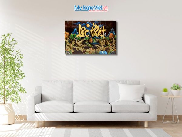 Tranh Sơn Mài Lộc Phát Đắp Nổi Phù Điêu