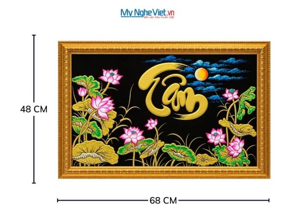 Tranh Sơn Mài Chữ Tâm Đắp Nổi Phù Điêu