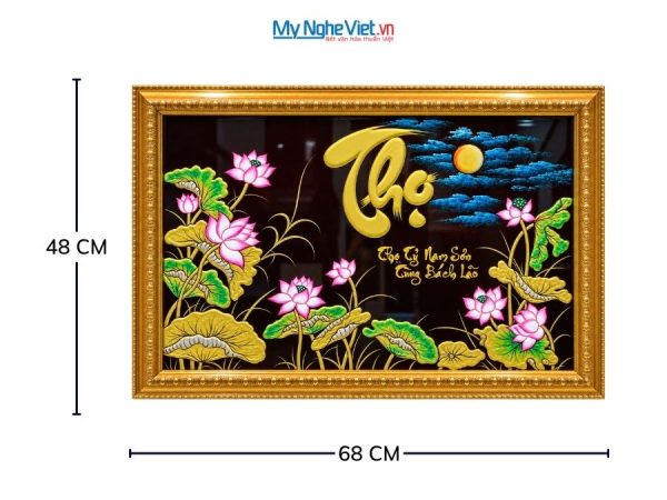 Tranh Sơn Mài Chữ Thọ Đắp Nổi Phù Điêu