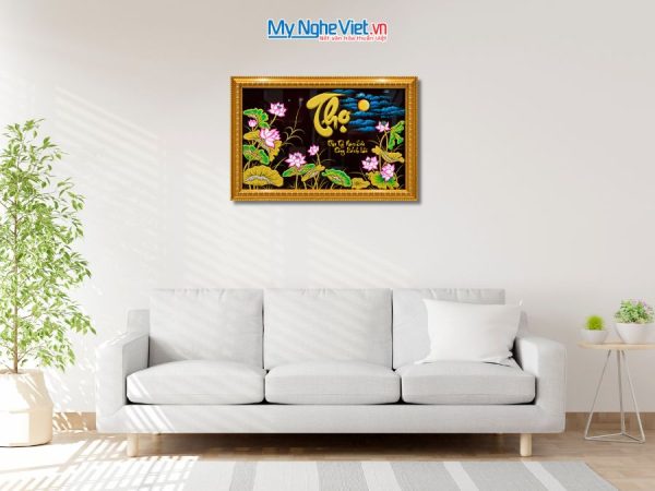 Tranh Sơn Mài Chữ Thọ Đắp Nổi Phù Điêu