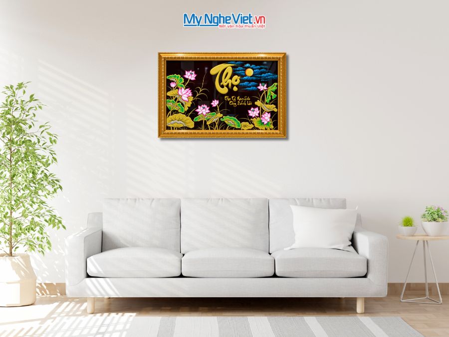 Tranh Sơn Mài Chữ Thọ Đắp Nổi Phù Điêu