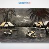 Tranh Sơn Mài Đồng Quê Đen Trắng Cẩn Trứng