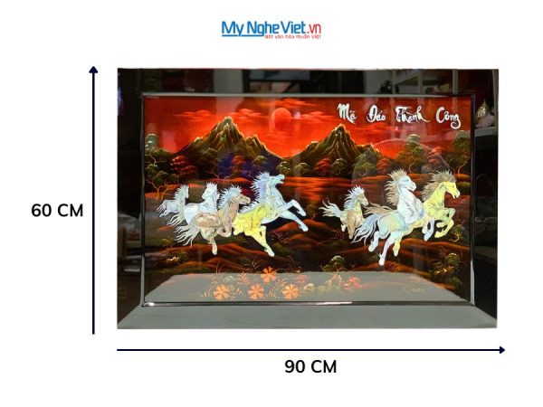 Tranh Sơn Mài Mã Đáo Thành Công Cẩn Ốc Nền Ấm