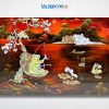 Tranh Sơn Mài Ngư Ông Câu Cá Cẩn Ốc Nền Ấm