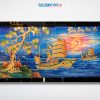 Tranh Sơn Mài Thuận Buồm Xuôi Gió Đắp Nổi Phù Điêu Nền Xanh