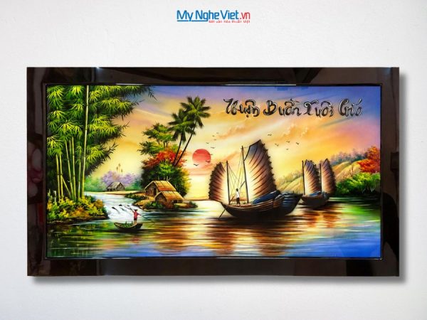 Tranh Sơn Mài Thuận Buồm Xuôi Gió Đắp Nổi