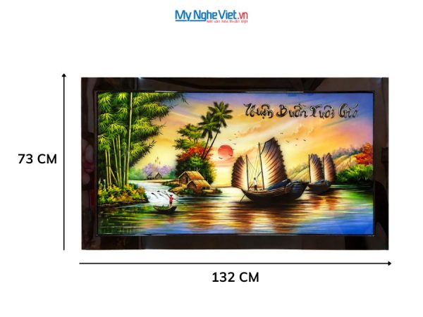 Tranh Sơn Mài Thuận Buồm Xuôi Gió Đắp Nổi