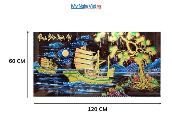 Tranh Sơn Mài Thuận Buồm Xuôi Gió Đắp Nổi Phù Điêu