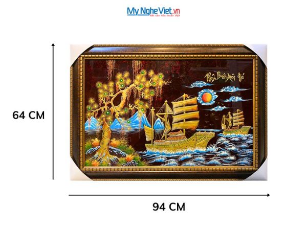 Tranh Sơn Mài Thuận Buồm Xuôi Gió Đắp Nổi Phù Điêu