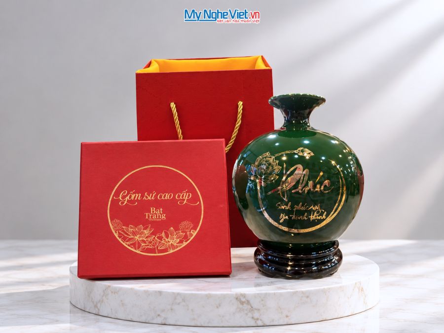 Bình Hút Tài Lộc Chữ Phúc Nền Xanh
