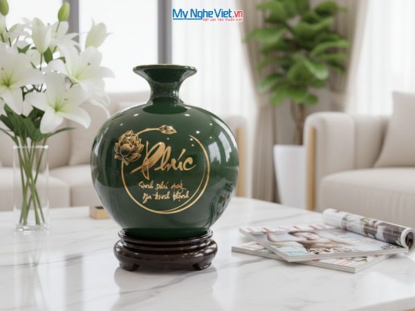 Bình Hút Tài Lộc Chữ Phúc Nền Xanh