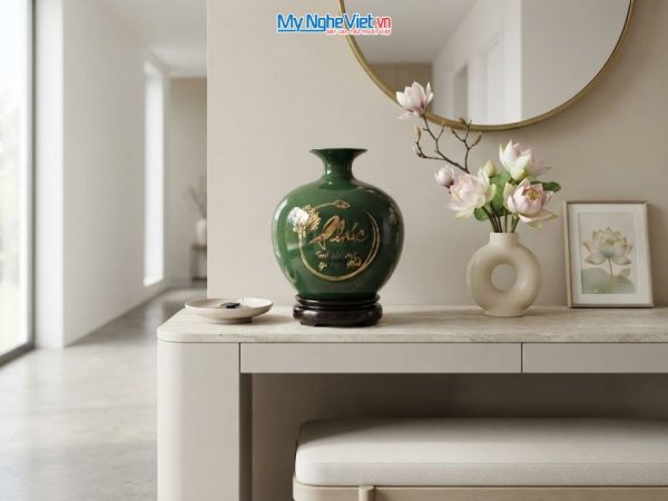 Bình Hút Tài Lộc Chữ Phúc Nền Xanh