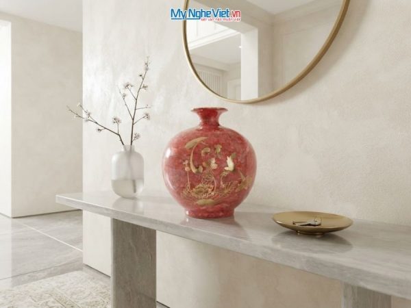 Bình Hút Tài Lộc Chữ Tài Lộc Men Vân Đá