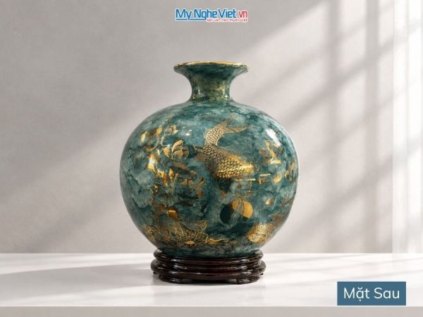 Bình Hút Tài Lộc Chữ Tài Lộc Men Vân Đá Xám