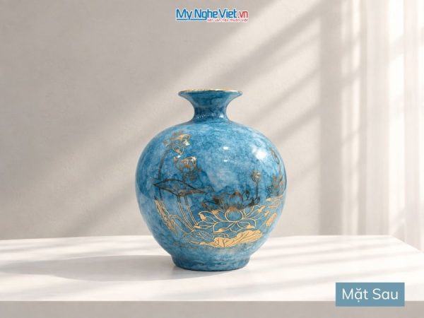 Bình Hút Tài Lộc Chữ Tài Lộc Men Vân Đá Xanh