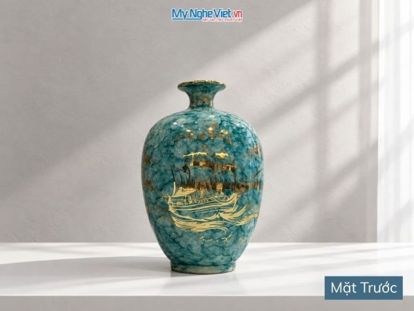 Bình Hút Tài Lộc Dáng Cao Thuận Buồm Xuôi Gió Men Vân Đá