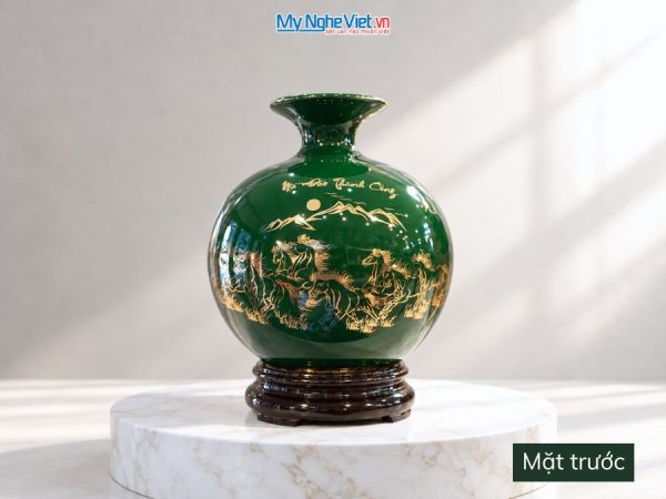 Bình Hút Tài Lộc Mã Đáo Thành Công Nền Xanh
