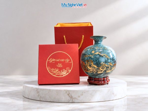 Bình Hút Tài Lộc Mã Đáo Thành Công Men Vân Đá Xám