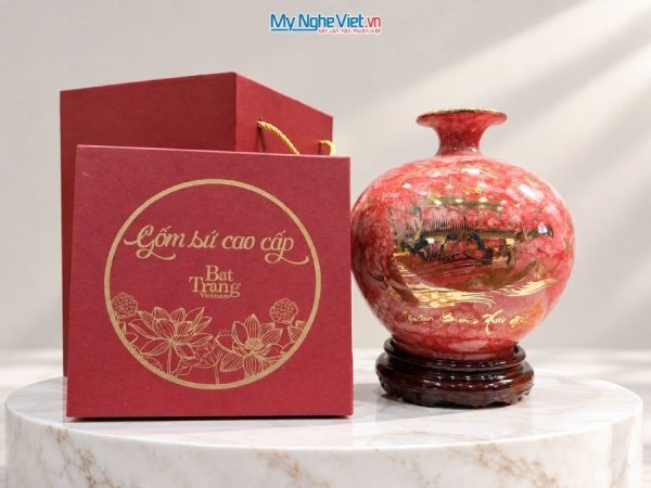 Bình Hút Tài Lộc Thuận Buồm Xuôi Gió Men Vân Đá