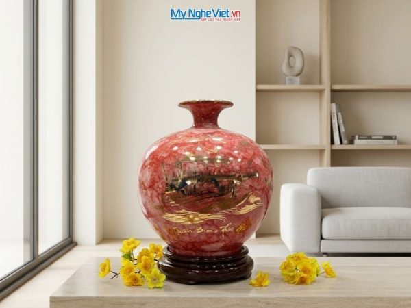 Bình Hút Tài Lộc Thuận Buồm Xuôi Gió Men Vân Đá