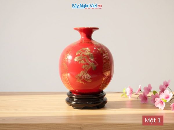 Bình Hút Tài Lộc Tứ Cảnh Tùng Cúc Trúc Mai Nền Đỏ