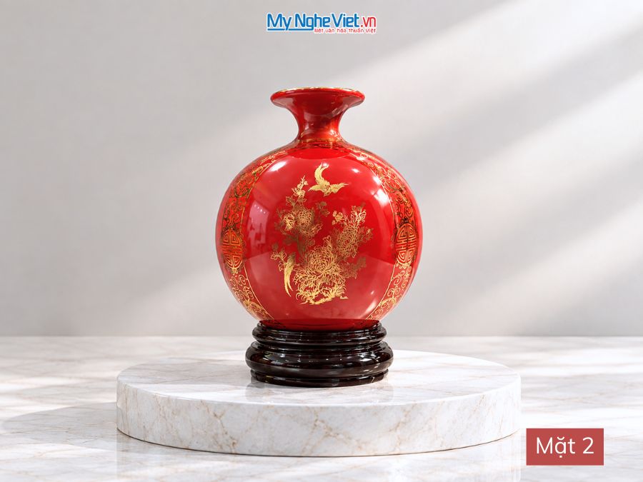 Bình Hút Tài Lộc Tứ Cảnh Tùng Cúc Trúc Mai Nền Đỏ