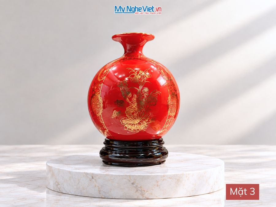 Bình Hút Tài Lộc Tứ Cảnh Tùng Cúc Trúc Mai Nền Đỏ