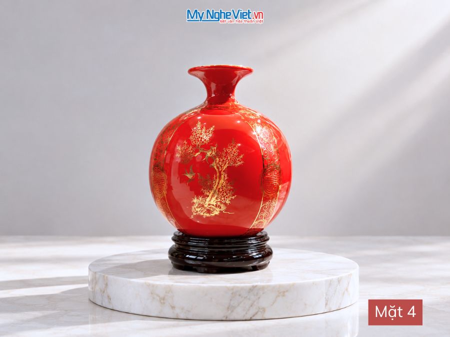 Bình Hút Tài Lộc Tứ Cảnh Tùng Cúc Trúc Mai Nền Đỏ