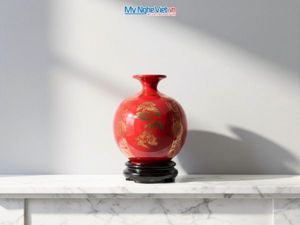 Bình Hút Tài Lộc Tứ Cảnh Tùng Cúc Trúc Mai Nền Đỏ