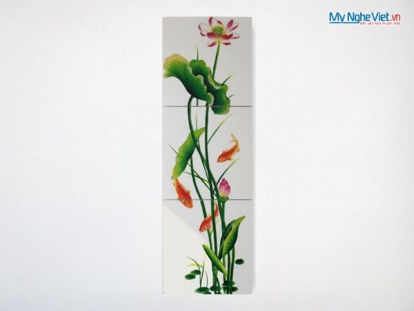 Bộ 3 Tranh Sơn Mài Cá Sen Cao Cấp