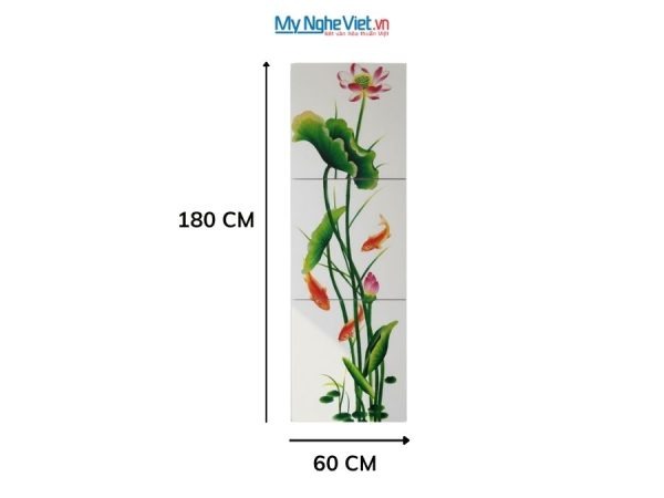 Bộ 3 Tranh Sơn Mài Cá Sen Cao Cấp
