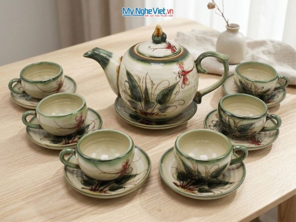 Bộ bình trà gốm sứ Bát Tràng