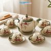 Bộ bình trà dáng bưởi vẽ hoa đào