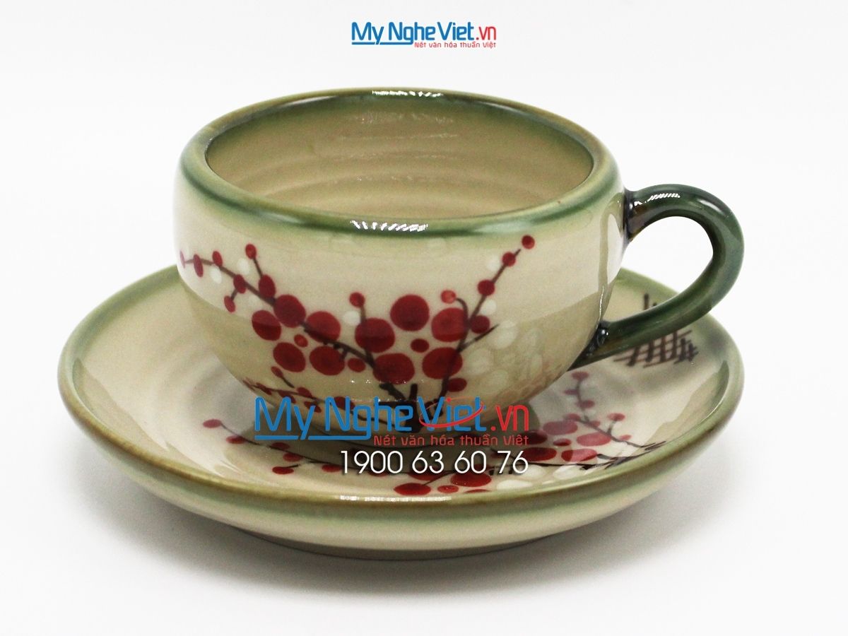 Bộ bình trà dáng bưởi vẽ hoa đào