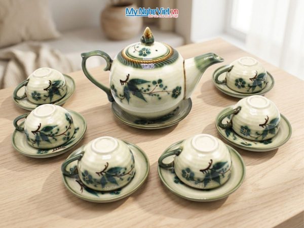 Bộ bình trà gốm sứ Bát Tràng