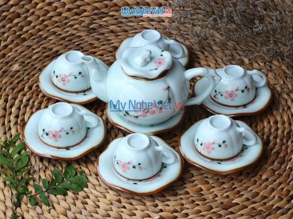 Bộ bình trà gốm sứ Bát Tràng