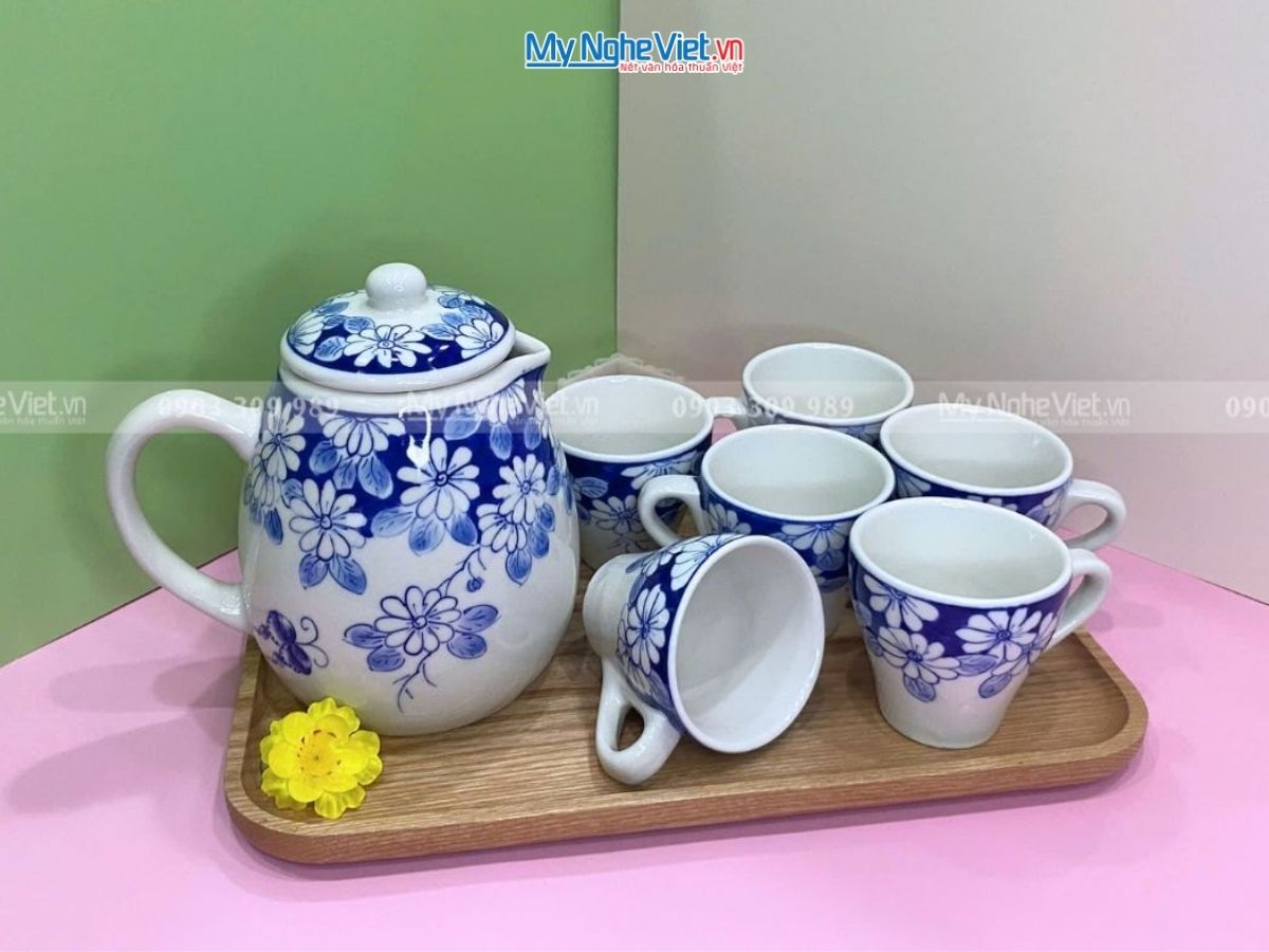 Bộ bình trà gốm sứ Bát Tràng